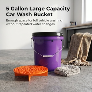 WB-P007 Seau de <span class=keywords><strong>lavage</strong></span> de voiture en plastique PP violet 20L (5 gallons) avec filtre anti-grains et couvercle, seau de detailing pour le nettoyage automobile - Product Image 5