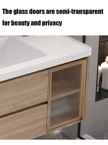 Vanité de salle de bains de luxe adaptée aux hôtels avec <span class=keywords><strong>miroir</strong></span> lumineux LED et évier en ardoise de roche vanité de salle de bains flottante - Product Image 4