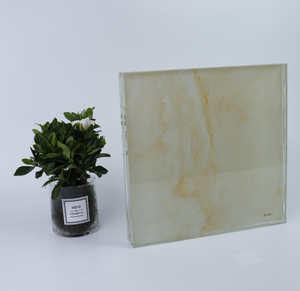 Panneau décoratif en verre artistique céramique à motif pierre naturelle beige chaud pour la décoration intérieure moderne des résidences et des bureaux - Product Image 2