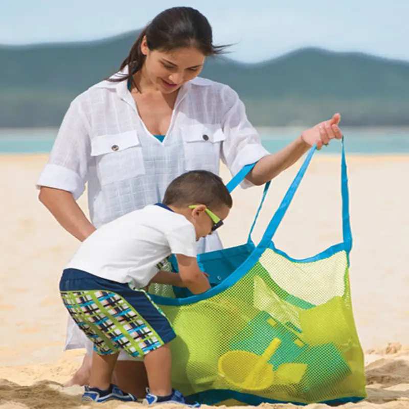 Bolsas de playa para niños, bolsa de almacenamiento rápido, herramientas de dragado, red de playa