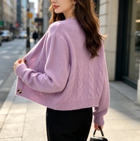 Vente chaude : Cardigan long tendance pour femme, col en V, tricot torsadé géométrique, pull décontracté pour l'automne, usage quotidien, personnalisable OEM