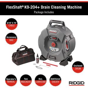 Limpiador de Drenajes Ridgid FlexShaft K9-204+ para Tuberías de 2 a 4 Pulgadas, Máquina Profesional de Limpieza de Pared a Pared - Product Image 2
