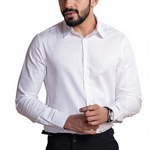Chemises habillées décontractées pour hommes à manches longues, couleur unie, col rabattu, boutonnage intégral, poche avant, infroissables, 100 % coton popeline - Product Image 3