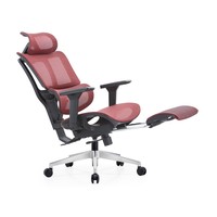 Chaise de bureau moderne en maille avec dossier respirant, appui-tête 3D, accoudoirs réglables et repose-pieds rétractable pour salle d'étude