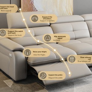 États-Unis <span class=keywords><strong>Canapé</strong></span>-lit Chesterfield en cuir pleine fleur avec cadre en bois réglable électriquement pour salons intelligents - Product Image 3