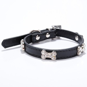 Puppy <strong>Bells</strong> Bone Charm Classic Print PU Pet <strong>Dog</strong> <strong>Collar</strong> <strong>for</strong> Small Medium Large - Product Image 6
