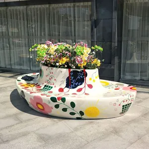 Y625 Silla moderna en forma de corazón decoraciones de jardines banco de gran tamaño muebles de puerto de aire Silla de espera de centro comercial con maceta