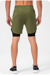 Mannen 2 In 1 Quick Dry Gym Running Shorts Ademende Sport Shorts Met Zakken Hoofdtelefoon Gat - Product Image 6