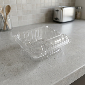 Contenedor Agrícola Cuadrado de Polímeros Ecológicos AGR-149 de 100 ml, Transparente, de PET, con Diseño de Pared Ventilada, para Arándanos - Product Image 1