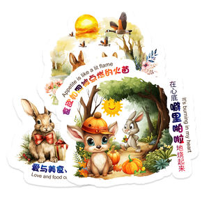 Autocollants mignons en <span class=keywords><strong>aquarelle</strong></span> d'animaux lapins, autocollants de graffiti, gobelets à eau, téléphone portable, autocollants décoratifs imperméables, collages d'animaux de dessin animé - Product Image 2