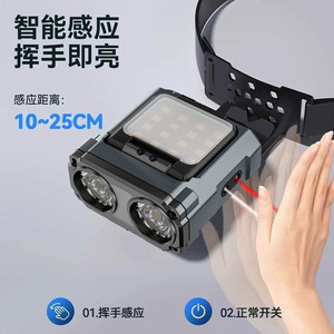 Headlamp Led Rechargeable 2000 MAh Adjustable With Red <b>Light</b> Mode For Outdoor <b>Night</b> Fishing <b>USB</b> Charging - Product Image 3
