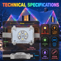 Éclairage décoratif permanent de Noël DC48V Jellyfish, 200ft 400ft 500ft, lumières à points pixel RGBW pour la décoration des avant-toits