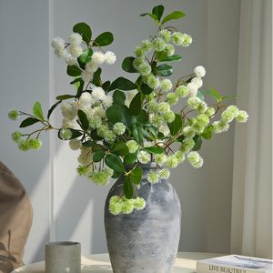 גזע יחיד בעבודת יד 68 ס "מ לבן ירוק פו ווקסברי עץ מלאכותי לעיצוב הבית סידור פרחים - Product Image 1