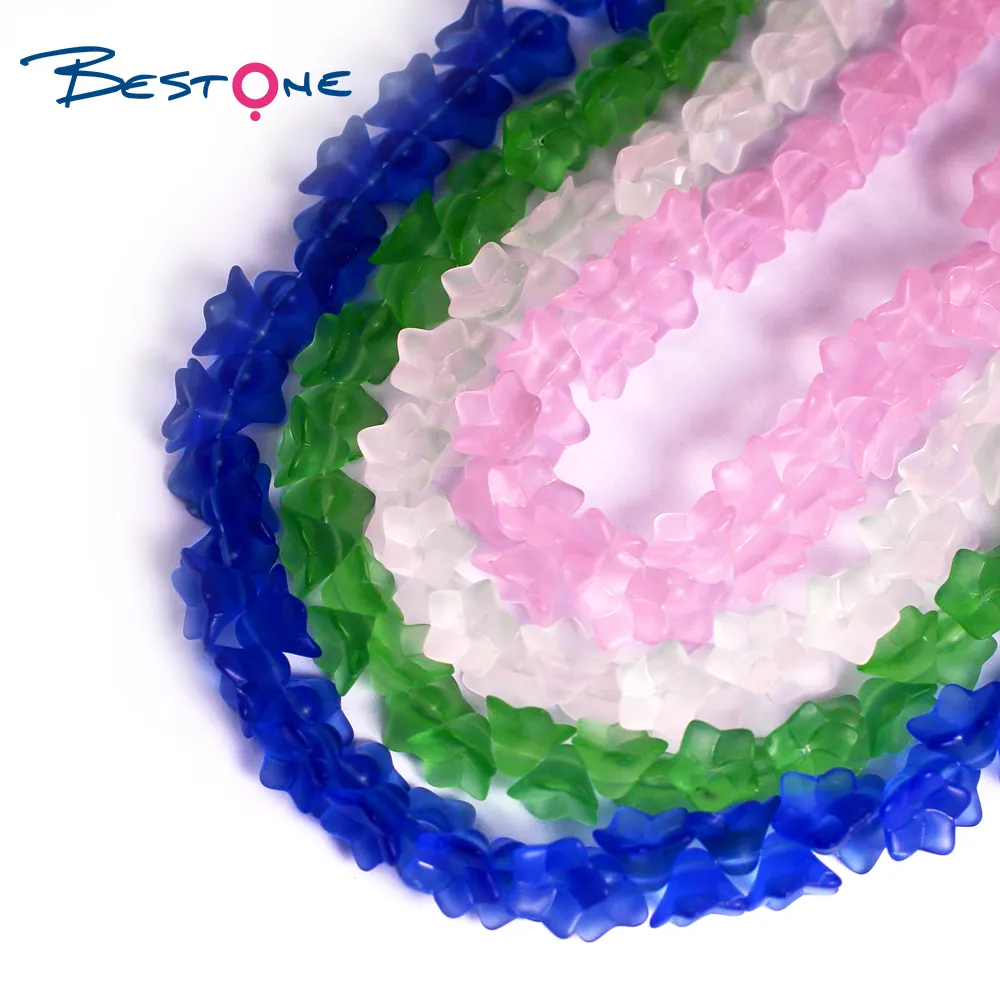 Bestone – perles de fleurs en verre cristal, perles de verre en forme de fleur naturelle pour la fabrication de bijoux