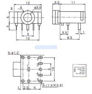 Stereo Audio <strong>Socket</strong> Dual Channel <strong>Socket</strong> with NutM Stereo - Product Image 2