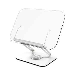 Soporte de Lectura para Tablet y Computadora de Escritorio, Giratorio 360 Grados, Altura Ajustable, Transparente, de Plástico - Product Image 1