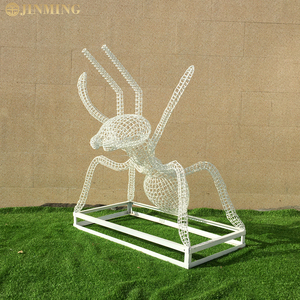 Escultura de hormiga de acero inoxidable, escultura de hormiga perforada, escultura de animal de césped comunitario, escultura de hormiga tejida - Product Image 1