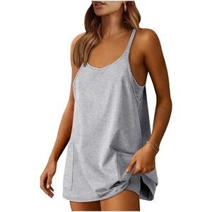 Summer Custom Knitted Mini <b>Romper</b> Tank Tops Dress Workout Tennis Active Sports Athleisure Outfits Built Shorts Trendy Vacation - Product Image 4