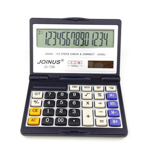 Calculatrice solaire pliable Snnior 14 chiffres avec impression de logo JS-756 en ABS noir - Product Image 3
