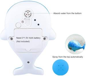 Jouet de <span class=keywords><strong>bain</strong></span> pour bébé en forme de baleine à pulvérisation d'eau avec lumière LED, en plastique ABS, motif de dessin animé, pour les bébés de 0 à 24 <span class=keywords><strong>mois</strong></span> et les enfants de 2 à 4 ans - Product Image 3