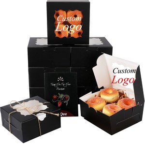 Selling Eco Friendly Macaron Egg Tart Dessert Fold Kraft Carton Biodegradable Cardboard Packing Mini Black Korean Paper Cake Box