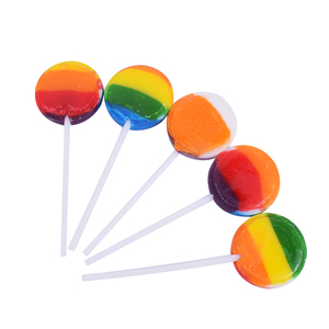 Fabrika toptan lal sert şeker 8g yuvarlak düz şekilli lollipoplar karışık meyveli desen tatlı ve ekşi tadı - Product Image 2