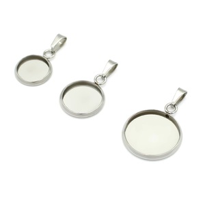 Anno Jewelry Stainless Steel Round Pendant Base 20mm Empty Holder For DIY Jewelry Making Accessories Gold And Silver Tone - Product Image 2