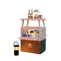 Boîte de rangement pliable en plastique pour le camping en plein air, 18L, multifonctionnelle, pour le stockage des aliments, le coffre de voiture, la finition, petite table