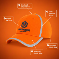 Casquette de sécurité réfléchissante personnalisée en sergé 6 panneaux, haute visibilité, orange fluorescent, imperméable, vêtements de travail, logo d'entreprise, vente en gros B2B
