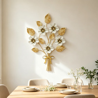 Décoration murale en métal doré en forme de feuille de fleur, art mural 3D en fer, Monstera, décoration murale botanique en métal pour salon, hôtel