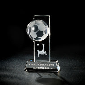 Kleine Brücke Hochwertiger Großhandel Kundenspezifischer Fußball-Kristall-Pokal-Design Sport Fußball Medaille Plakette Geschenk - Product Image 4