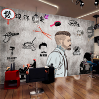Papier peint 3D personnalisé pour salon de coiffure, décoration murale nostalgique, autocollants muraux pour salon de coiffure, papier peint auto-adhésif