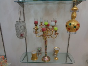 Candelabro de cinco brazos chapado en oro para decoración del hogar, centro de mesa decorativo de piso alto para boda - Product Image 2