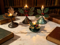 Porte-bougie en fer en forme de feuille de houx de Noël, bougeoir vintage en métal, support de bougie rustique, décoration de maison pour les fêtes, centre de table