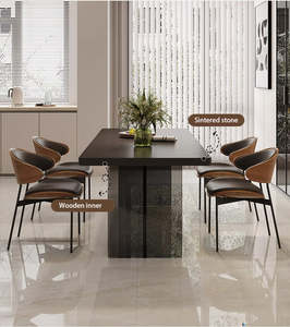 Set Tavolo da Pranzo Moderno di Lusso Italiano con Piano in Pietra Sinterizzata Nera e Struttura in Acrilico, Tavolo Classico per Sala da Pranzo - Product Image 6