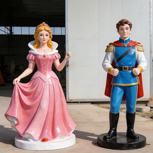 Sculpture personnalisée en fibre de verre S855 Princesse Prince, Statue de mariage romantique, Figurine de dessin animé pour la décoration paysagère des parcs - Product Image 5