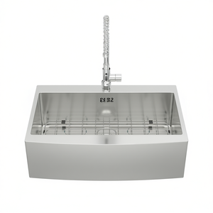 Évier de cuisine N32 en acier inoxydable, style ferme, 33x22x10, cuve unique, à poser sur le plan, surface polie - Product Image 1