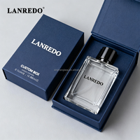 Boîte cadeau de parfum bleu de luxe personnalisée, 50 ml, boîte à rabat carrée recyclable vide pour parfum pour homme