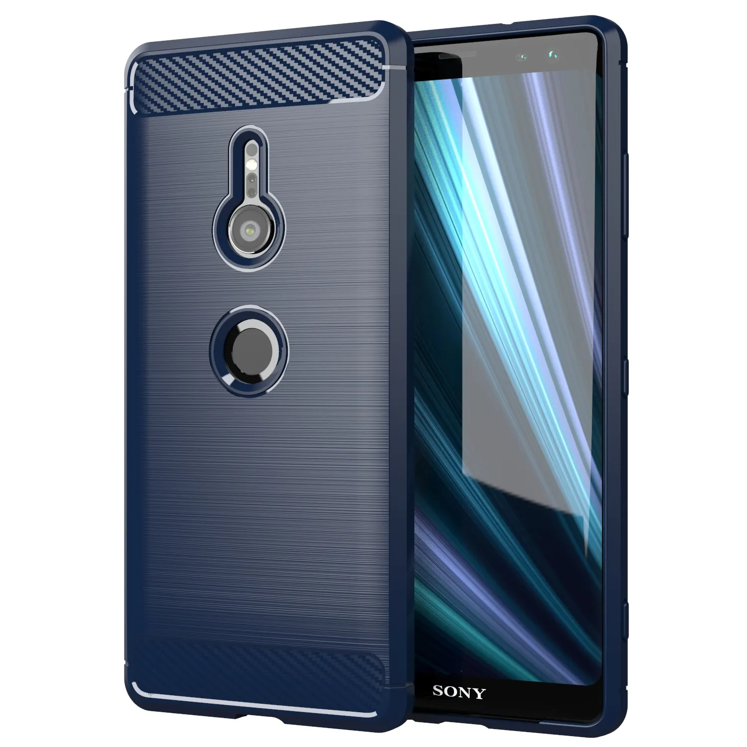 Wholesale Customize Phone Case Carbon Fiber Shockproof Tpu Silicone Mobile Cover For Sony Xperia XZ3 XZ2 XZ1 Premium Compact