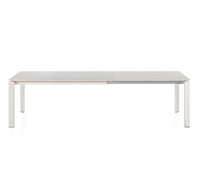 Tables d'extérieur personnalisées à cadre en aluminium blanc antirouille de luxe haut de gamme et minimaliste