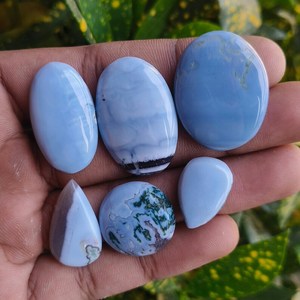 Opale bleue naturelle d'Owyhee, cabochon certifié, 6 pièces en vrac pour la fabrication de bijoux, vente en gros Inde - Product Image 3