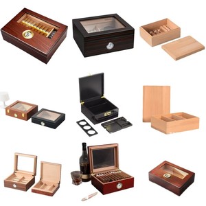 Humidor rectangular portátil de madera de cedro vintage para cigarros, caja de almacenamiento de madera para estuches de cigarros - Product Image 1