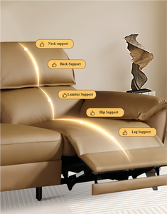 Divano Angolare Reclinabile Elettrico in Pelle Color Crema con Schienale Alto - Product Image 2