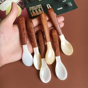 Cuillère à dessert française Redwood avec manche en bois pour crème glacée café fête Souvenir cuillère de voyage - Product Image 3