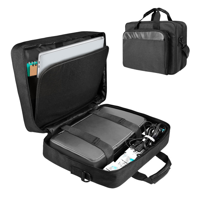 Printer Case, Large Laptop Carrying Bag, Padded Mobile Printer Carrying Bag with Shoulder & Trolley Strap, Laptop Layer