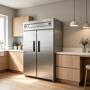Congelador Vertical de Doble Puerta de Acero Inoxidable, Refrigerador Comercial de Gran Capacidad para Cocina y Servicio de Alimentos - Product Image 3