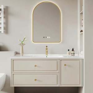 Factory Custom High-end Light French <b>Bathroom</b> Vanity <b>Cabinet</b> with Sink and <b>Mirror</b> - Product Image 1