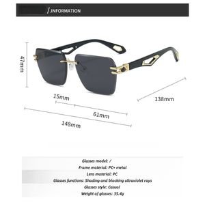 نظارات شمسية فاخرة للرجال من تصميم علامة تجارية بشعار مخصص وبدون إطار، إصدار <span class=keywords><strong>2025</strong></span> الجديد - Product Image 4