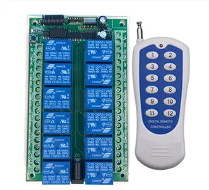 DC 12V 24V 12 Channels 12CH RF Wireless Remote Control Switch Remote Control System receiver transmitter 12CH Relay 433 MHz