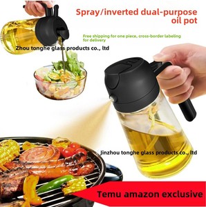2 em 1 Premium Glass Kitchen <span class=keywords><strong>Oil</strong></span> Pulverizador Dispenser Garrafa para Cozinhar e Servir Azeite Uso Alimentar - Product Image 3